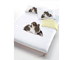 Italian Bed Linen Bettwäsche Hund Hase gelb/weiß 150 x 200 cm Giallo/Bianco