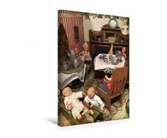 Premium Textil-Leinwand 30 x 45 cm Hoch-Format Kinderspiel im Esszimmer | Wandbild, HD-Bild auf Keilrahmen, Fertigbild auf hochwertigem Vlies, Leinwanddruck von WEIBKIWI