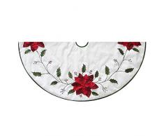 Kurt Adler Kurt S. Adler Baumrock mit Stechpalmenblättern und Weihnachtsstern, 137 cm, Rot/Grün/Weiß