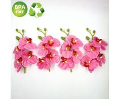 YYU DIY Künstliche Blumen Rosen 5 Strauß (Ein Strauß = 20 Stück) Handgefertigt Blume Schmetterling Blumenstrauß Hochzeit Home Dekoration DIY Kranz, Cymbidium Orchidee, Kunstpflanze Rosarot