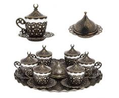 Alisveristime 27 Stück türkisches griechisches arabisches Kaffee Espresso-Tasse Untertasse (Gelincik) Antik Grün