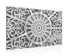 Bild Mandala Abstrakt Wandbild Vlies - Leinwand Bilder XXL Format Wandbilder Wohnzimmer Wohnung Deko Kunstdrucke Schwarz Weiß 1 Teilig - MADE IN GERMANY - Fertig zum Aufhängen 109614c