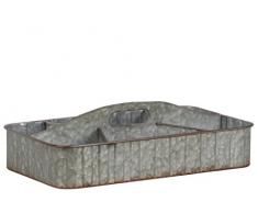 Urban Trends 42117 Metall Tablett rechteckig mit Rost Effekt Kanten und 6 Slots/Ausschnitt Griff verzinktem Finish, grau
