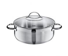 Silit Achat Kochtopf 24cm, Glasdeckel, Bratentopf 4,1l, Edelstahl poliert, Topf Induktion, unbeschichtet, backofengeeignet