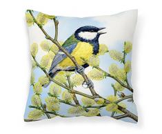 Carolines Treasures Dekokissen, Eurasian Blue Tit von Sarah Adams Leinwand, 35,6 x 35,6 cm, Mehrfarbig