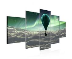 Bilder Luftballon über Nordlicht Wandbild Vlies - Leinwand Bild XXL Format Wandbilder Wohnung Deko Kunstdrucke - MADE IN GERMANY - Fertig zum Aufhängen 608153a