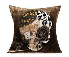 Smilyard Kissenbezug Halloween, Kürbis-Kissenbezug, dekorativ, Leinen, für Auto, Sofa, Heimdekoration, 45,7 x 45,7 cm 18 X 18 Totenkopf