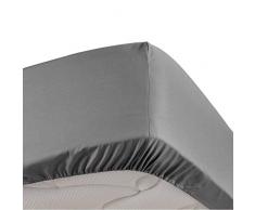 Douceur dIntérieur Percaline Spannbettlaken für Einzelbett, Anthrazit, 90 x 190 cm, anthrazit, 180 x 200 cm