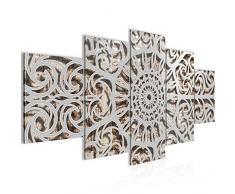 Bilder Mandala Abstrakt Wandbild 200 x 100 cm Vlies - Leinwand Bild XXL Format Wandbilder Wohnzimmer Wohnung Deko Kunstdrucke Braun 5 Teilig - MADE IN GERMANY - Fertig zum Aufhängen 506151c