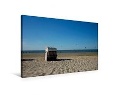 Premium Textil-Leinwand 75 x 50 cm Quer-Format Strandkorb an der Nordsee | Wandbild, HD-Bild auf Keilrahmen, Fertigbild auf hochwertigem Vlies, Leinwanddruck von kattobello