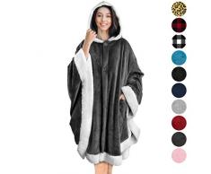 Pavillon Angel Wrap tragbare Poncho Decke Sherpa Besatz One Size grau