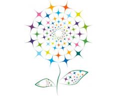 Indigos 4051719807318 Wandtattoo ME109 Bunte Regenbogen Blume Party Retro Pflanze 80 x 57 cm