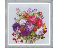 Riolis 1773 Blumenstrauß mit Astern, Zählmuster Kreuzstich-Set, Baumwolle, mehrfarbig, 4040cm