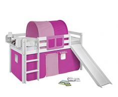 Lilokids Spielbett Jelle mit Rutsche und Vorhang Kinderbett, Holz, WeiÃ, 208 x 98 x 113 cm