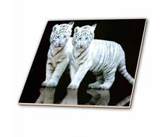 3dRose CT 80218 _ 2 weiß Tiger Cubs Keramik Fliesen, 6