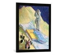 Gerahmtes Bild von Vincent Van Gogh Stilleben mit Einer Gips-Figur, Kunstdruck im hochwertigen handgefertigten Bilder-Rahmen, 50x70 cm, Schwarz matt