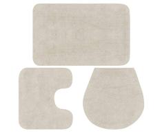 vidaXL 133224 Badematte 3-TLG. Weiß Badteppich Badvorleger Deckelbezug Badezimmer Set, Gewebe, Größe 50 x 78 cm (B x L)