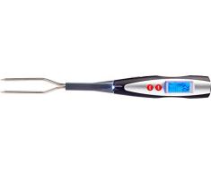 Westmark Grill-/Fleischgabel mit integriertem Thermometer, 38,5 cm, LED-Display und Taschenlampe, Rostfreier Edelstahl/Kunststoff, Silber/Schwarz/Rot, 15042280