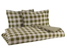 Flanell Wendebettwäsche 100% Baumwolle gebürstet auf beiden Seiten 1 Bettbezug 218,4 x 218,4 cm 2 kissenrollen 50,8 x 50,8 cm, Buffalo Check Sage, Full/Queen