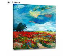artkisser Modern Scenery Öl Gemälde Art Wand der Blumen Landschaft Leinwandbild, Home Dekor für Wohnzimmer mit Rahmen 30,5 cm 4 wx1.1 H