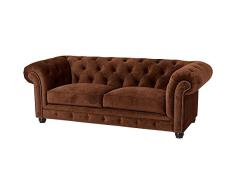 Max Winzer® Sofa 2,5-Sitzer Orleans, braun, Samtvelours, Couch, Chesterfield, 216 x 100 x 77 cm