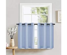 Lazzzy Waffelmuster Strukturierte Küche Stufe Vorhänge für Badezimmer Gardinen Set Pole Top 45| Curtains N-Light Blue