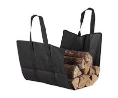 Relaxdays, schwarz Kaminholztasche offen, aus Polyester, tragbarer Feuerholzkorb, Faltbare Kamintasche, widerstandsfähig, Einzeln