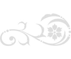 INDIGOS UG Wandtattoo/Wandaufkleber-e24 abstraktes Design Tribal/schöne geschwungene Blumenranke mit Punkten und großer Blüte im Garten 160x72 cm- Silber, Vinyl, 160 x 72 x 1 cm