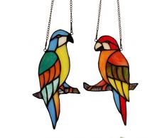 Makenier Sonnenfänger im Tiffany-Stil, Buntglas, Rot/Blau