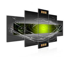 Bilder Abstrakt Wandbild 200 x 100 cm Vlies - Leinwand Bild XXL Format Wandbilder Wohnzimmer Wohnung Deko Kunstdrucke Grün 5 Teilig - MADE IN GERMANY - Fertig zum Aufhängen 103151c