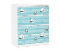 Apalis 91283 MÃ¶belfolie fÃ¼r Ikea Malm Kommode - selbstklebende Marine Ornament, grÃ¶Ãe 4 mal, 20 x 80 cm