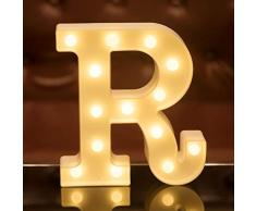 Focux LED Festzelt, Buchstabenbeleuchtung Alphabet beleuchtet Schild für Nachtlicht Zuhause, Party, Geburtstag, Hochzeit, Bar, Dekoration LED Brief, batteriebetrieben, Weihnachtsdekoration, Bar R