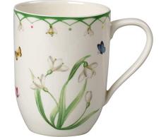 Villeroy & Boch Colourful Spring Kaffeebecher, 340 ml, Premium Porzellan, Weiß/Bunt