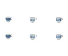 Galileo Casa 2192861 Set aus 6 Espressotassen, Porzellan, Blau