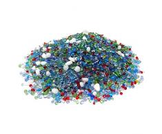 Honbay 200 g unregelmäßige Form Glas Regenbogenstein Dekosteine Trommelsteine zerkleinerte Chips Stein Kristall für Zuhause Innen Dekoration