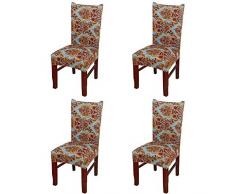 Nordmiex Spendex Esszimmerstuhl-Schonbezüge – 4 Stück, abnehmbare Esszimmerstuhl-Bezüge, Knitter- und fleckenresistenter Stuhlschutz, Spannkissenbezug für Esszimmer 4 Pack Classical