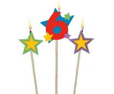 amscan Geburtstagskerzen in from der Zahl 6 und Sternform