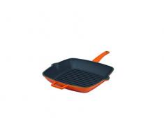 Pentole Agnelli Grillpfanne aus Gusseisen, mit Griff, zweifarbig 26 x 32 cm Orange
