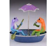 Keren Kopal EXF1211 Schmuckkästchen mit zwei Fröschen im Boot, Fabergé-Stil, Dekorationsbox
