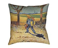 ArtVerse Vincent Van Gogh Selbstportrait Bodenkissen doppelseitig Bedruckt mit verdecktem Reißverschluss und Einsatz 40 x 40