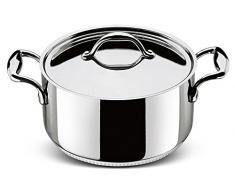 Lagostina Accademia Lagofusion Kochtopf mit Deckel, Rostfreies Metall, Edelstahl, 24 cm