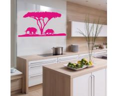 INDIGOS 4052166117913 Wandtattoo w556 Afrika / Steppe, Elefant Nashorn Wandaufkleber 80 x 42 cm, rosa