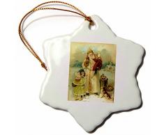3dRose ORN_6811_1 Viktorianischer Weihnachtsmann Schneeflocke, Porzellan, 7,6 cm