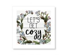 Casa Fine Arts LetsGet Gemütlicher Kunstdruck, Holzstruktur, Landhausstil, Blumenmuster, Archivdruck, 25,4 x 25,4 cm, neutral