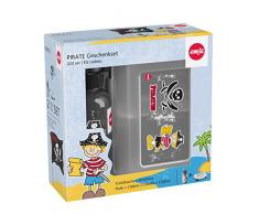 Emsa 518136 Kinder Set Trinkflasche + Brotdose, Motiv: Pirat, BPA frei, Material: Trinkflasche aus Tritan, bruchfest und unbedenklich, Brotdose aus Kunststoff