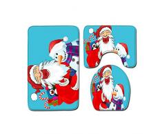 Wrewing Weihnachtsmann Badteppich Set 3-teilig Anti-Rutsch-Badeteppich Weihnachtsdeko für Bad Besondere Wünsche Santa Claus 2