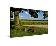 Premium Textil-Leinwand 75 x 50 cm Quer-Format Bank mit Ausblick nach Moosburg | Wandbild, HD-Bild auf Keilrahmen, Fertigbild auf hochwertigem Vlies, Leinwanddruck von Dr. Brigitte Deus-Neumann