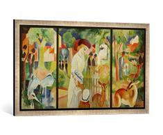 Gerahmtes Bild von August Macke Triptychon: Großer Zoologischer Garten, Kunstdruck im hochwertigen handgefertigten Bilder-Rahmen, 100x50 cm, Silber Raya