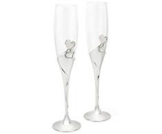 Zilverstad versilberte hochwertige glänzende Sektgläser Herz 2-teilig