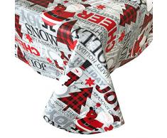 Newbridge Tischdecke mit Weihnachtsmann und Schneemann, Vinyl-Flanell, Rückseite – Rot kariert Jolly Santa Print abwischbar pflegeleicht Küche Esszimmer Tischdecken Country Rustic 52 x 52 Square grau